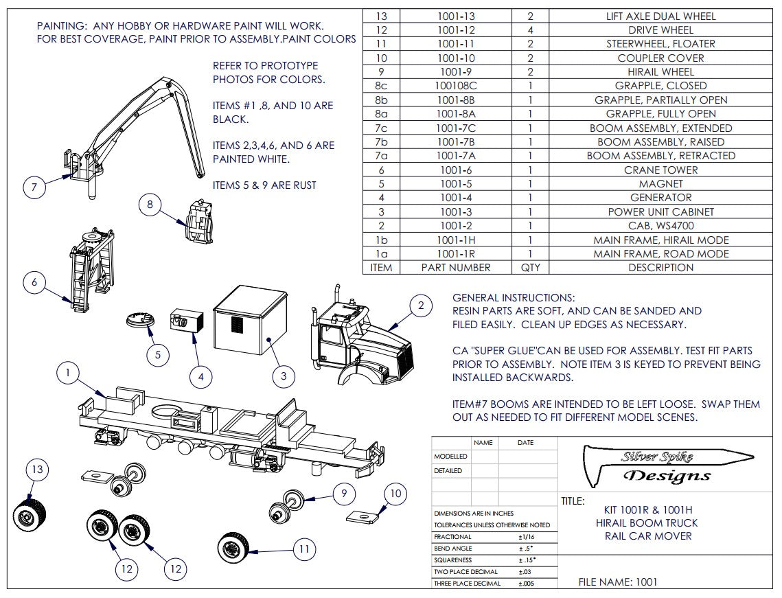 HO Hirail Boom Truck rail car mover HIRAIL MODE