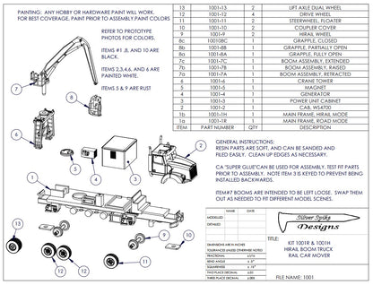 HO Hirail Boom Truck rail car mover HIRAIL MODE