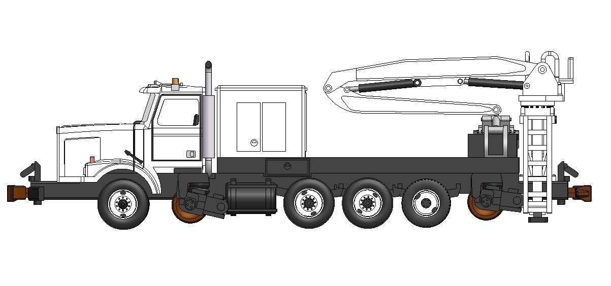 HO Phase I Hirail Boom Truck rail car mover both modes