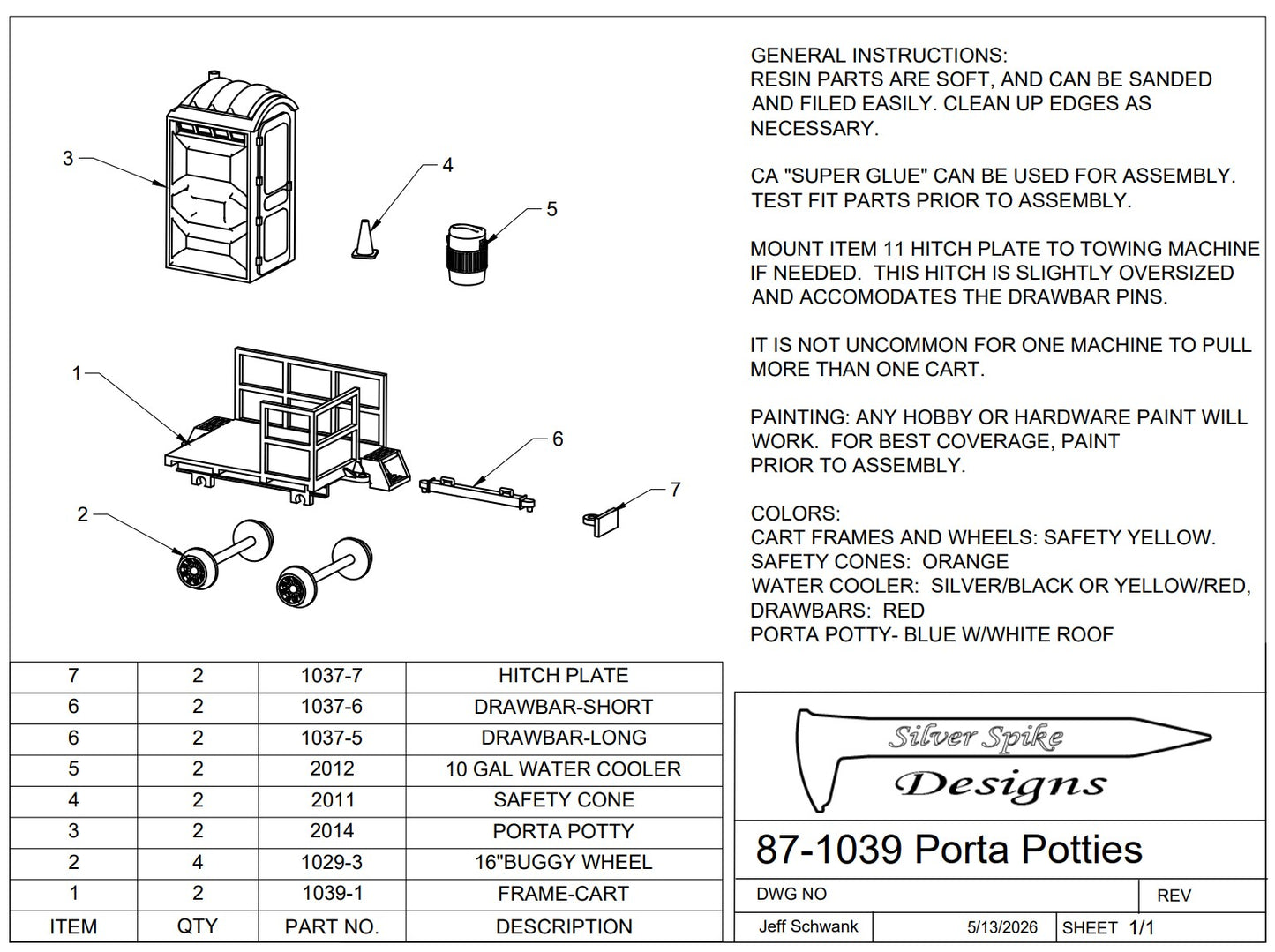 Toilet wagons porta-potty carts (pair)