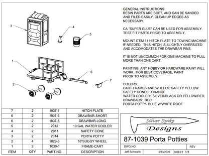 Toilet wagons porta-potty carts (pair)